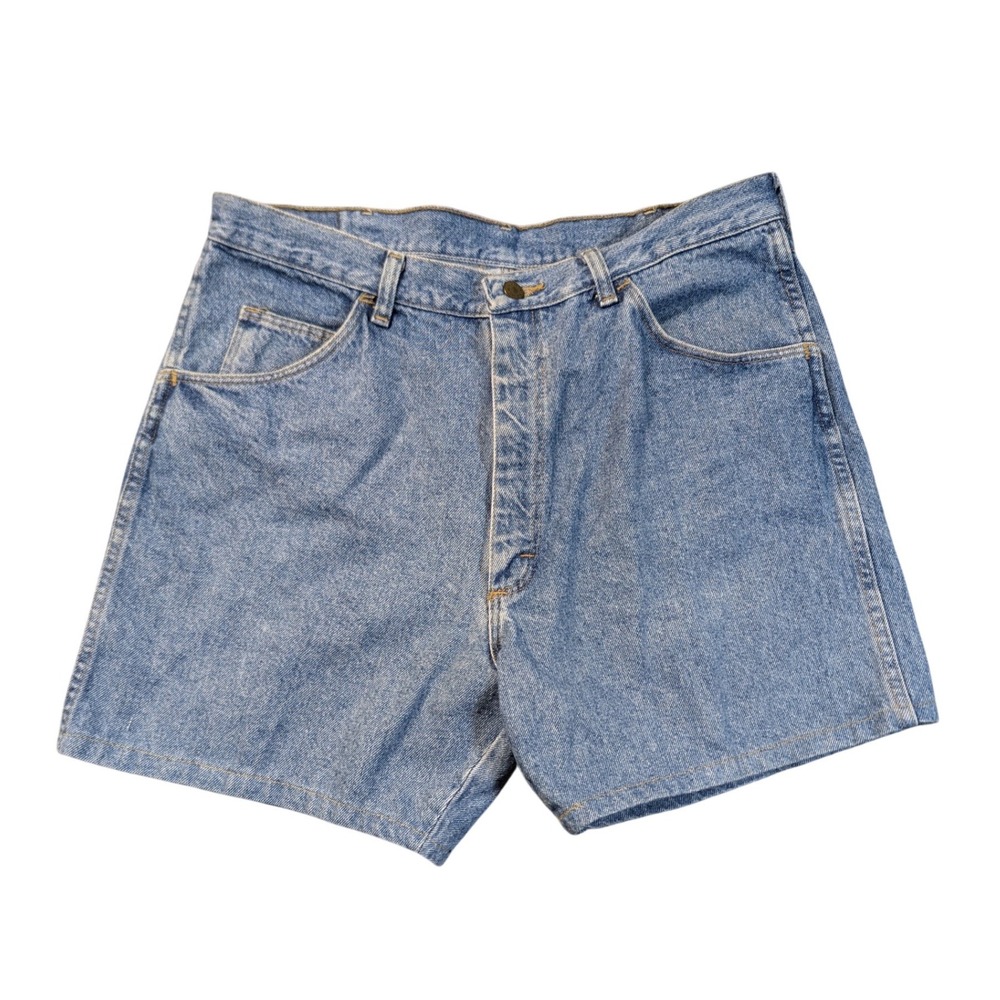 Wrangler Shorts Mens 36 Blue Authentic Jeans High Rise Denim Light Wash 0207